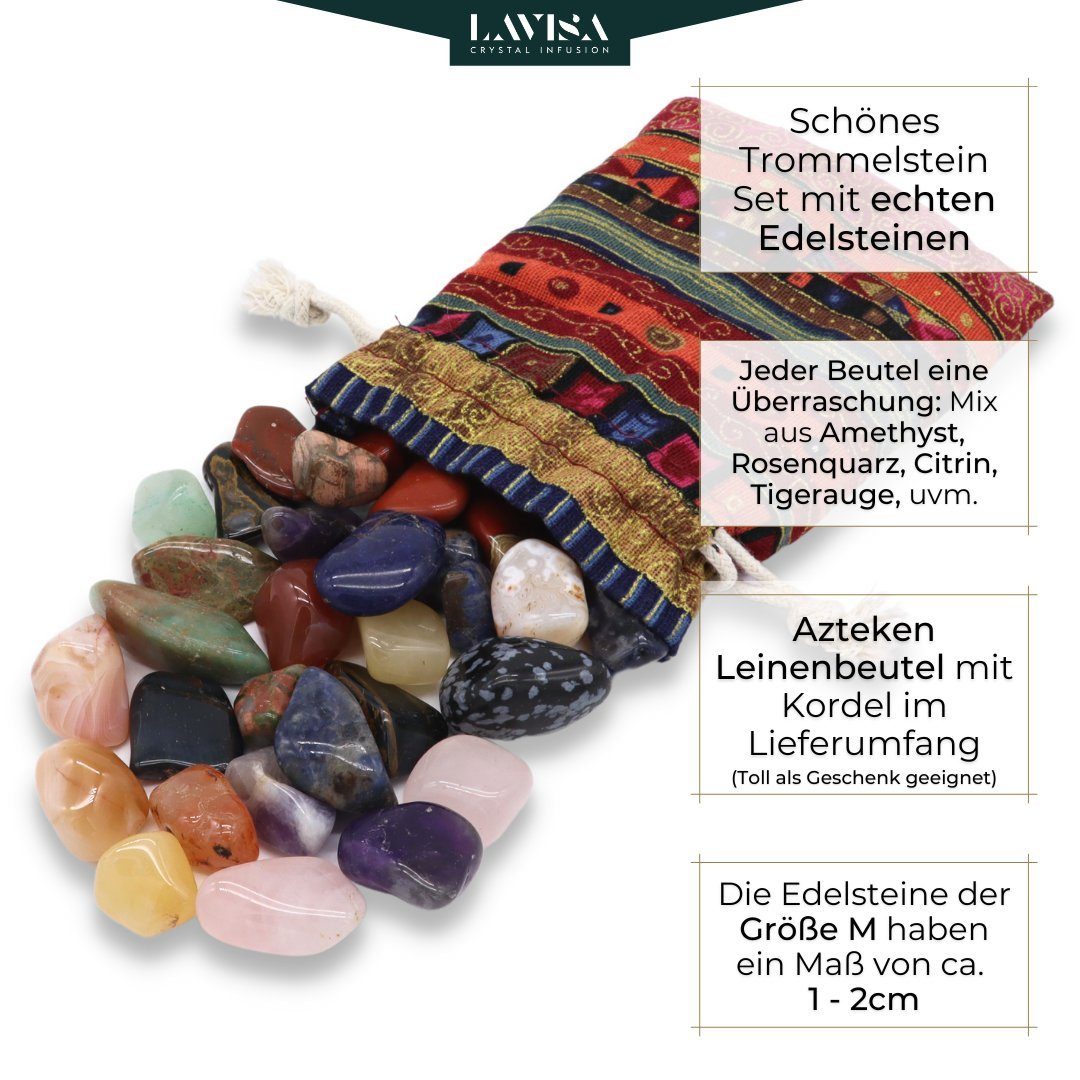 LAVISA Mineralstein Trommelsteine Mischung, Edelsteine Kristalle, 100% Mineralsteine