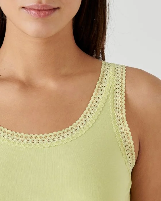 Débardeur Essential en coton extensible, orné de dentelle