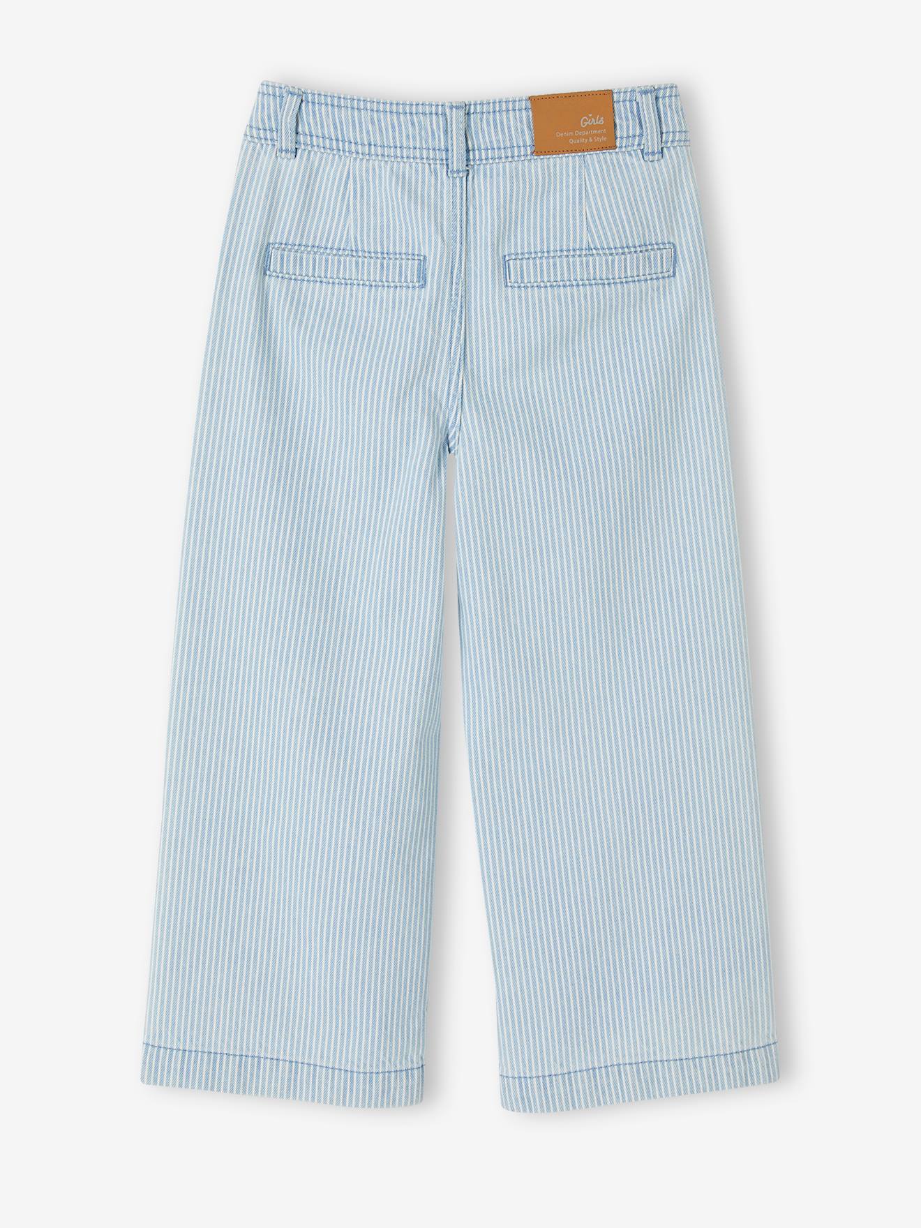 Vertbaudet Weite Mädchen 3/4-Hose - blau gestreift