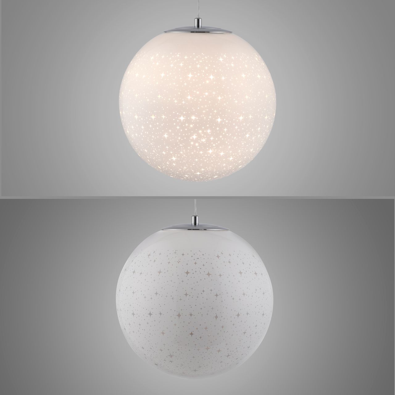 Paul Neuhaus LED Pendelleuchte BOLO, Sternenhimmeloptik, IP20, Chrom