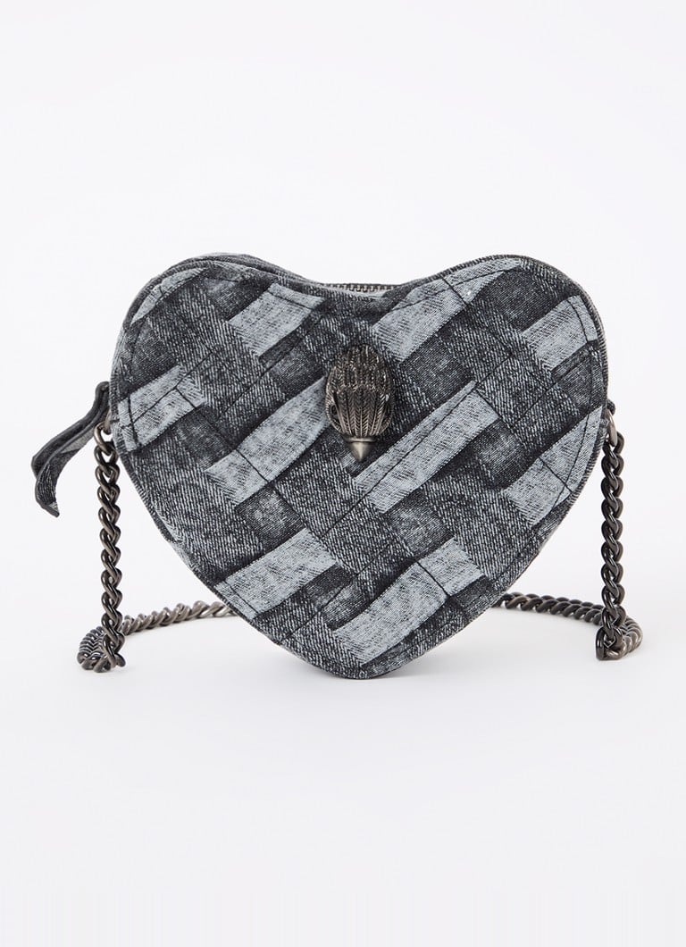 Borsa a tracolla Kurt Geiger a forma di cuore con motivo a quadri.