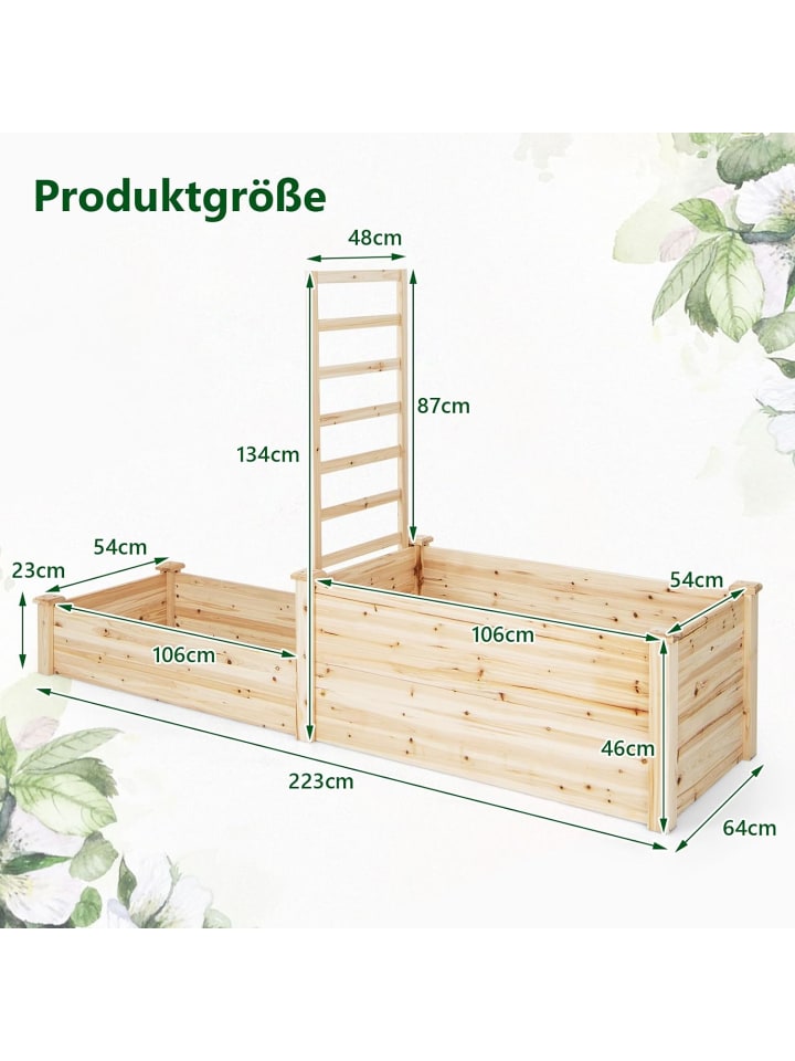 COSTWAY Hochbeet mit Rankgitter in Beige günstig kaufen onesize