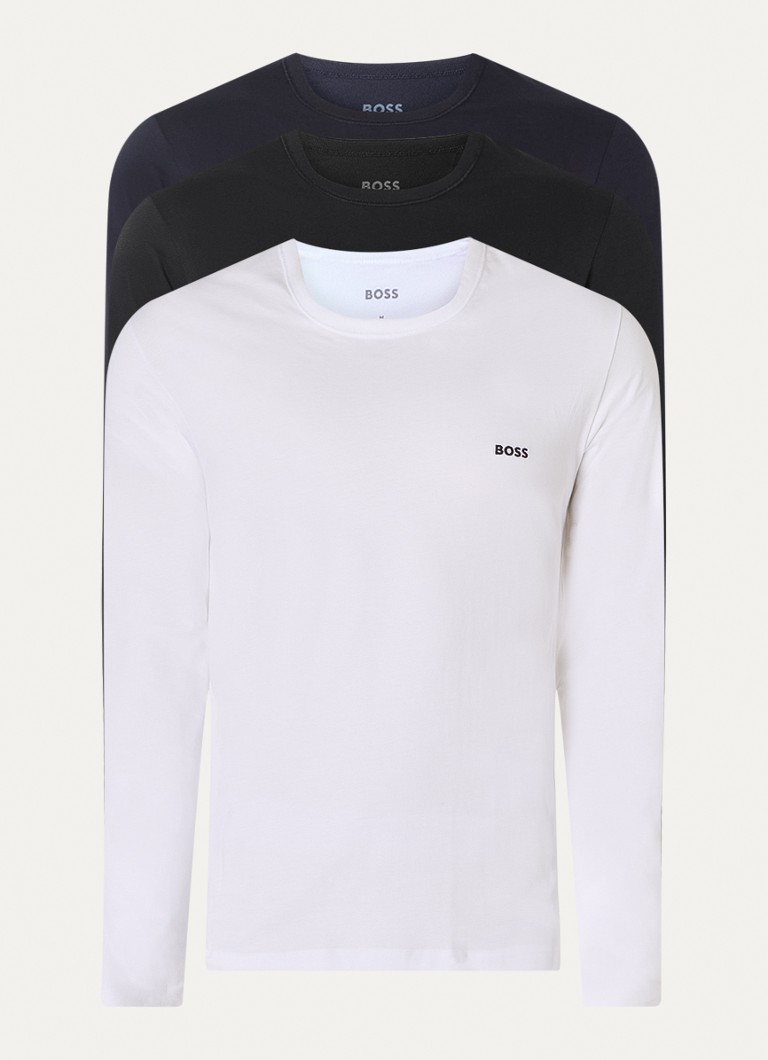 Set de 3 tricouri clasice cu mânecă lungă și logo-ul HUGO BOSS