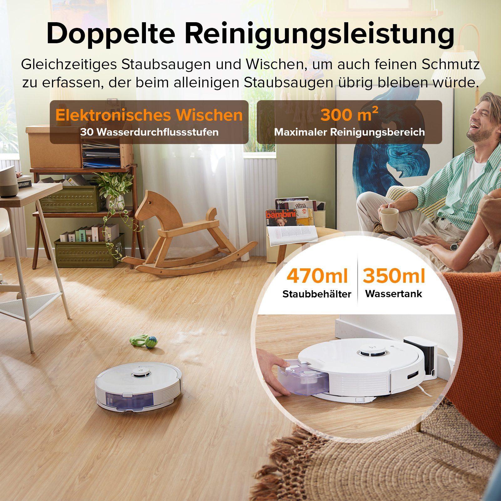 Roborock Saugroboter Q8 MAX, 59,00 W, mit DuoRoller-Bürste, 5500 Pa Saugkraft, No-Go-Zonen, Reinigung entlang der Bodenlinie, 3D-Zeichnung/mehrere Reinigungsstufen, Alexa & App Connect(Q7 max Aktualisierung)