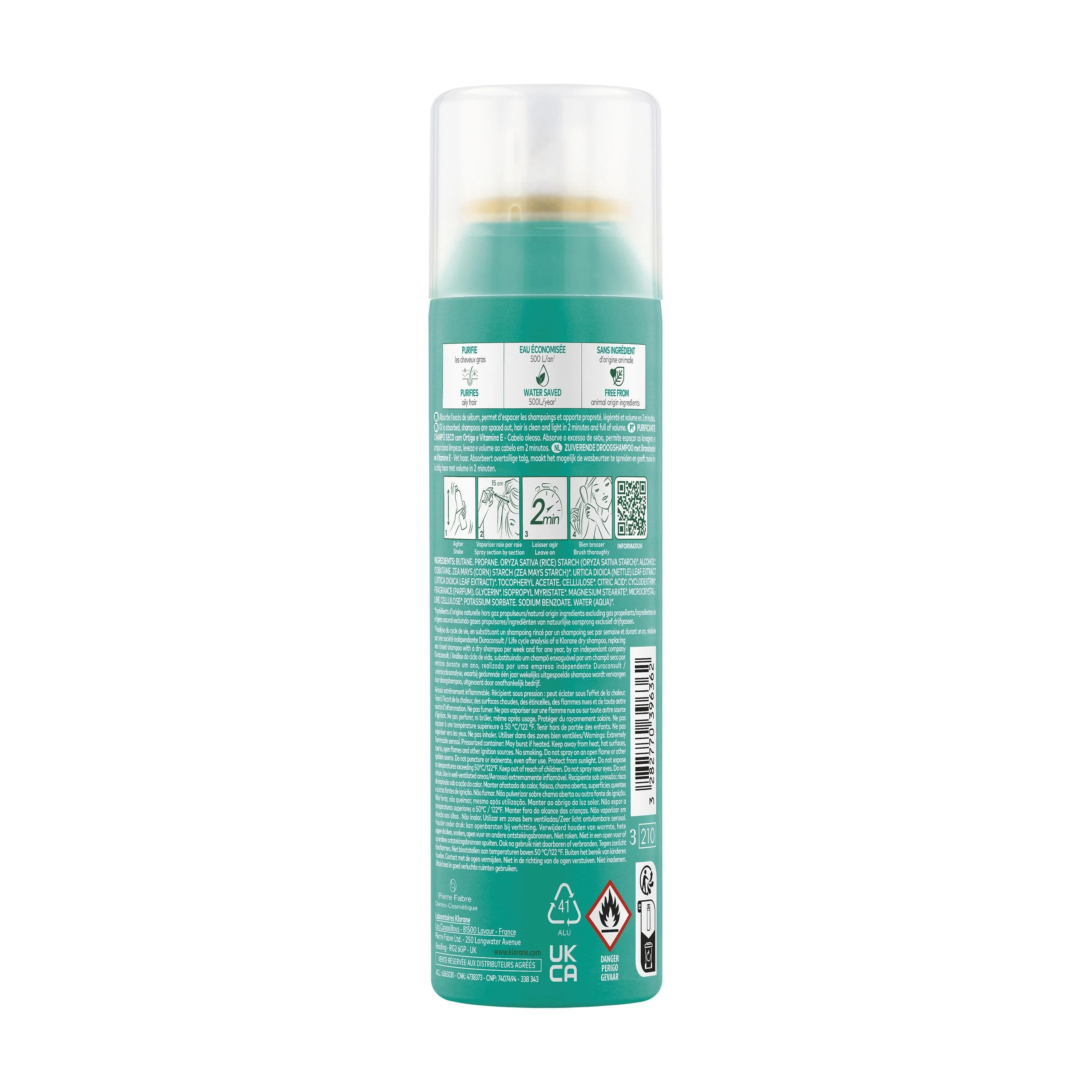 Champú seco de ortiga y vitamina E