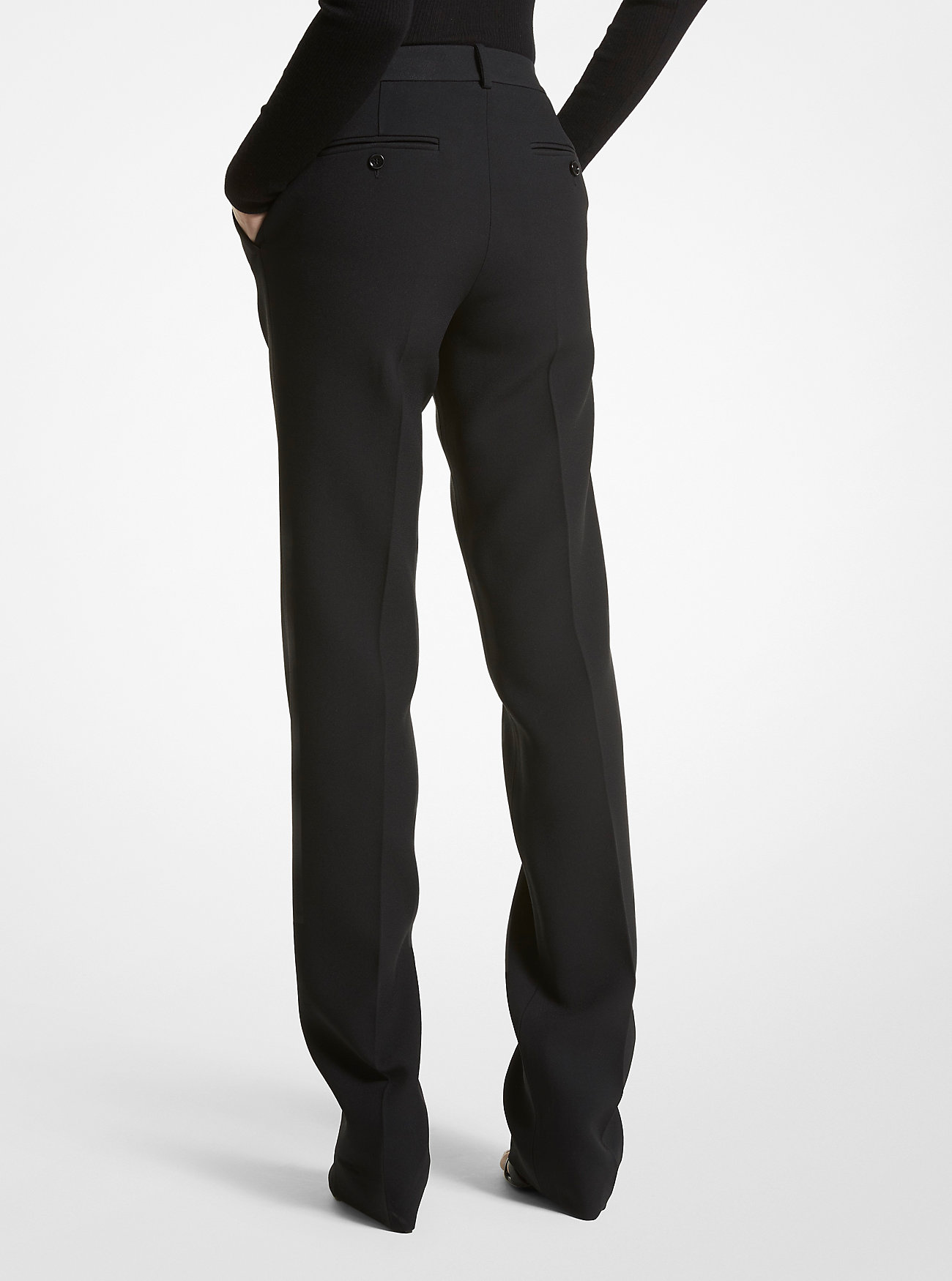 Carolyn Double Crepe Sablé Trousers - BLACK