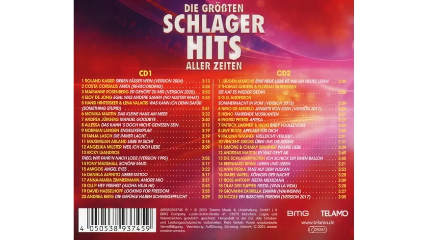 Die größten Schlager Hits aller Zeiten