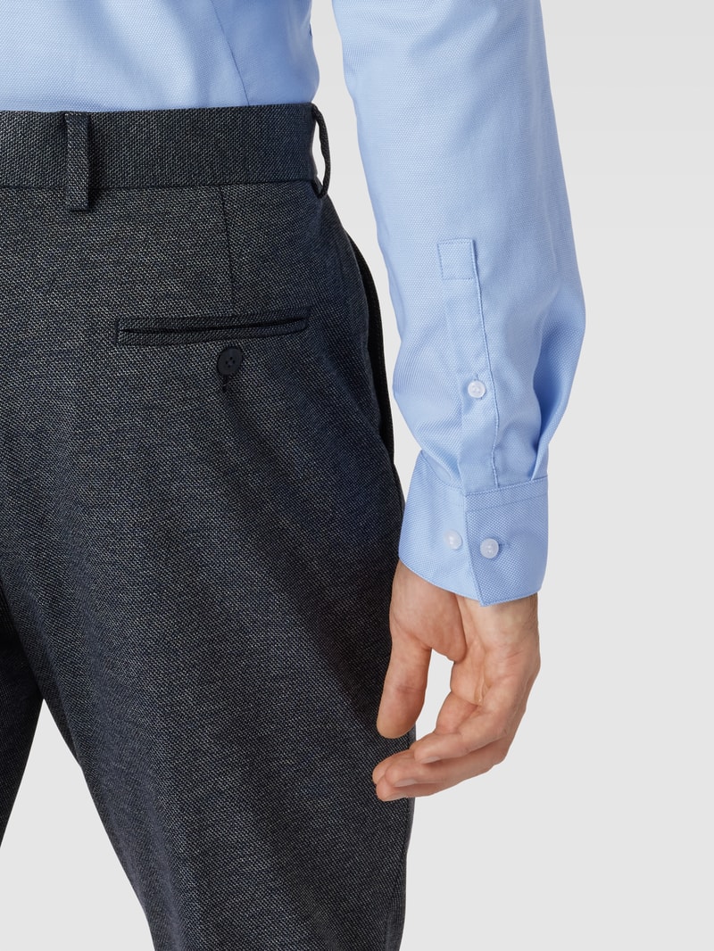Slim Fit Business-Hemd in unifarbenem Design Modell 'Bari' in bleu