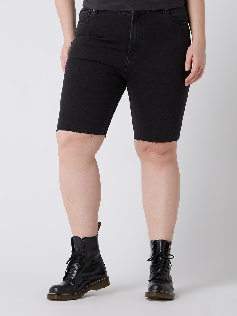 PLUS SIZE High Waist Jeansshorts mit Stretch-Anteil Modell 'Mily' in schwarz