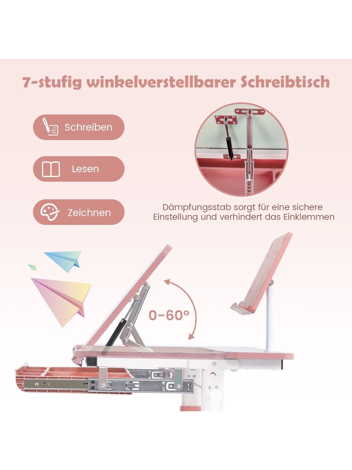 COSTWAY Schreibtisch für 3-12 Jahre in Rosa günstig kaufen onesize
