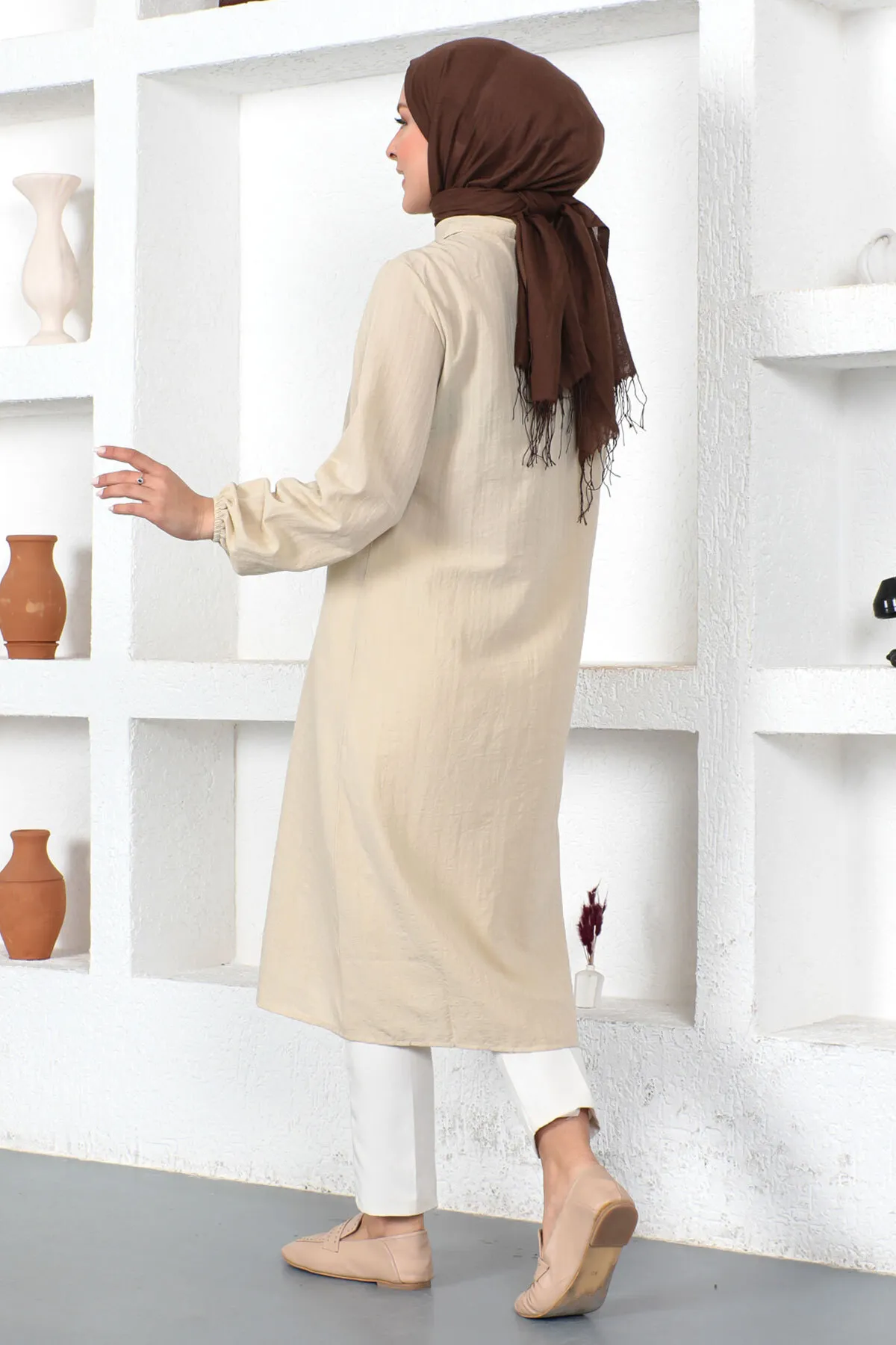 Tesettür Dünyası  Lange Tunika Tsd230359 Beige