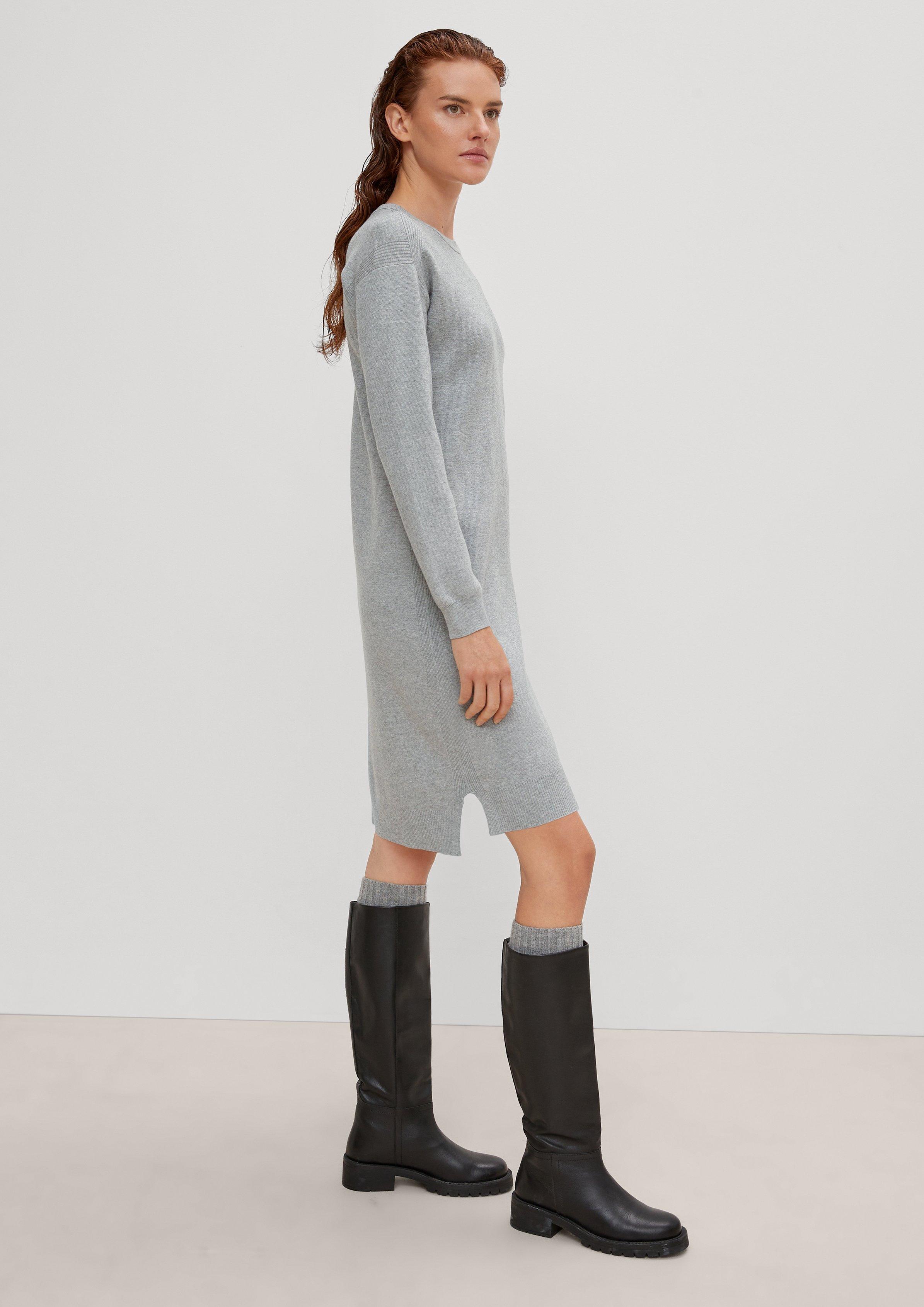 Feinstrickkleid mit Ripp-Details - graphit