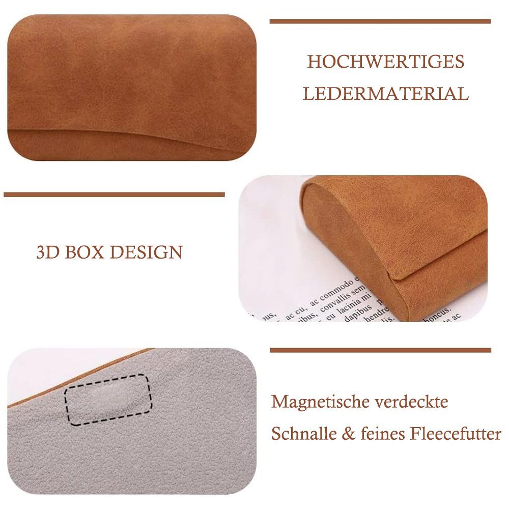 Tian Dee Brillenetui 3 Stück Harte Brillenetui, Brillenetui aus Leder, Brillenetui Box