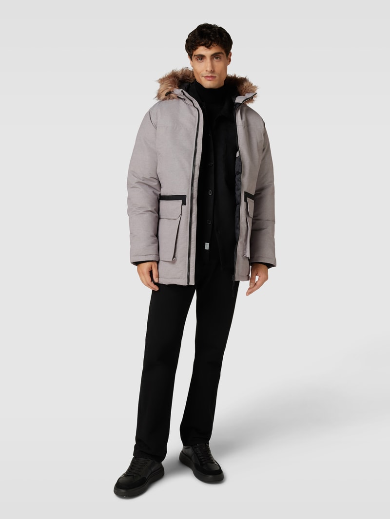 Parka mit Kunstfellbesatz Modell 'EWING' in hellgrau