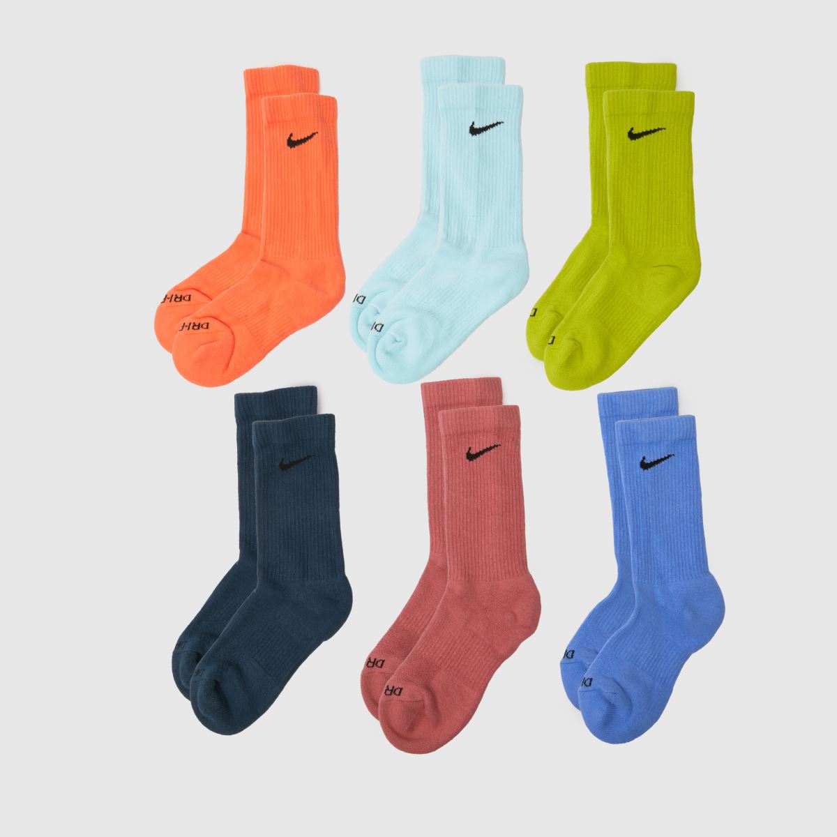 Nike flerfärgade barnstrumpor för vardagsbruk, 6-pack
