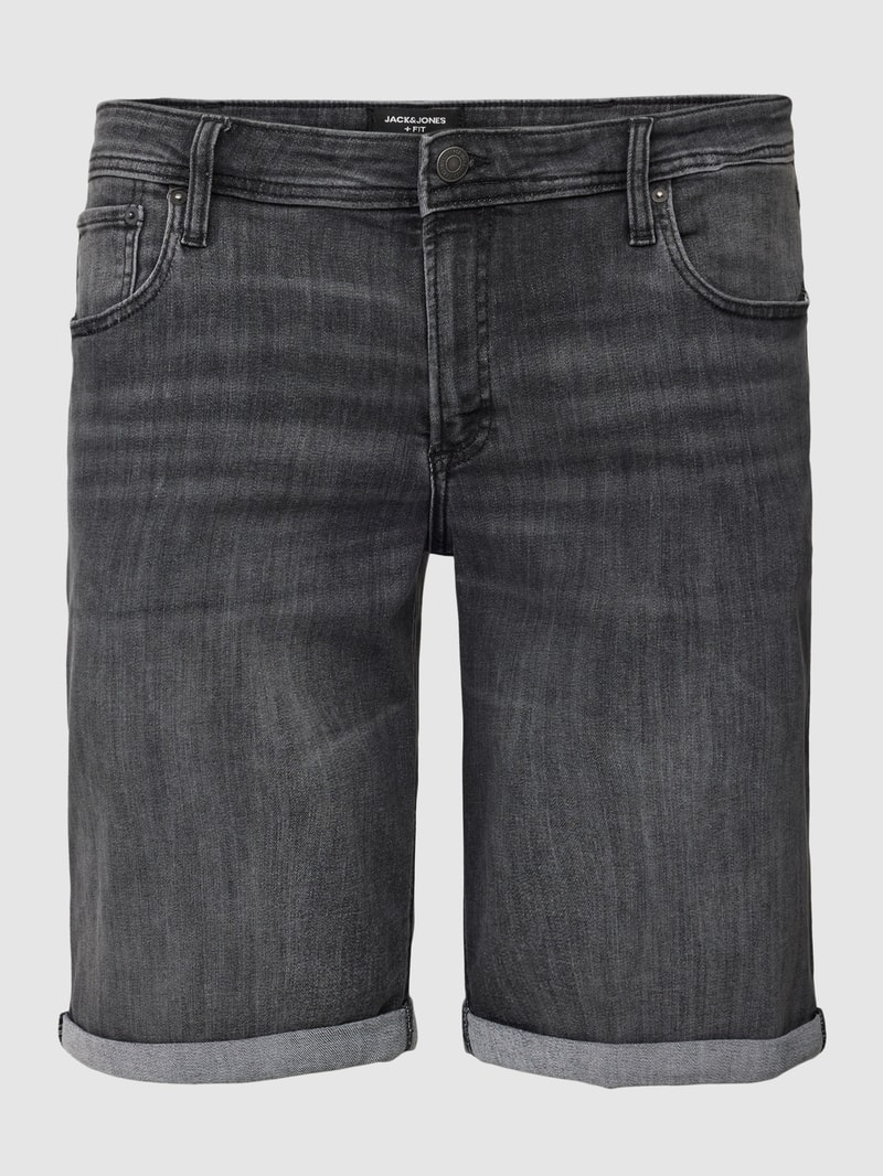 PLUS SIZE Jeansshorts mit fixierten Beinumschlägen Modell 'RICK' in schwarz