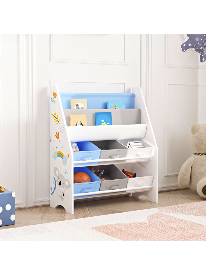 en.casa Kinderregal Ponteceso in Blau (H)74cm (B)62cm (T)26.5cm günstig kaufen onesize