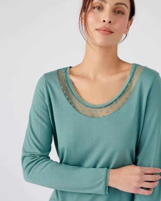 T-shirt manches longues Thermol'love tulle plumetis