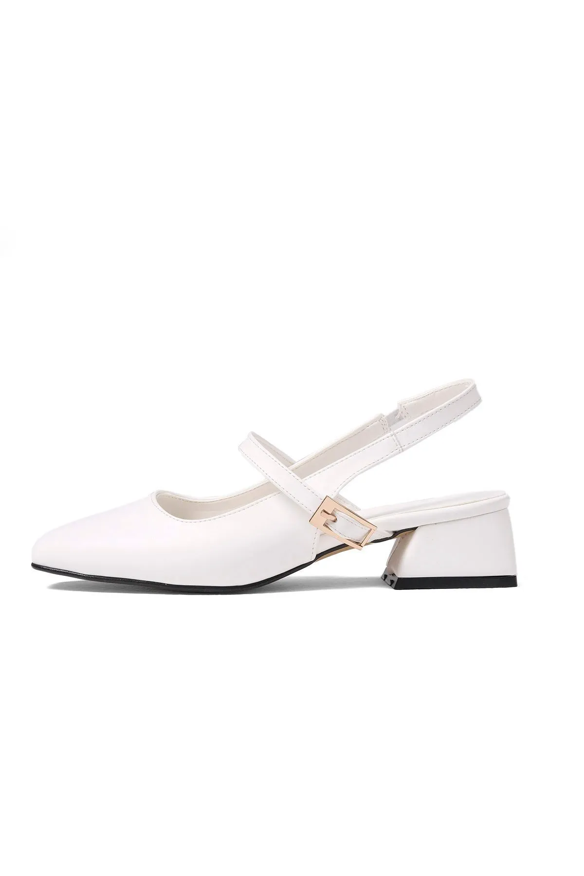 Mio Gusto  Ella weiße Damen-Schuhe mit niedrigem Absatz und offenem Rücken