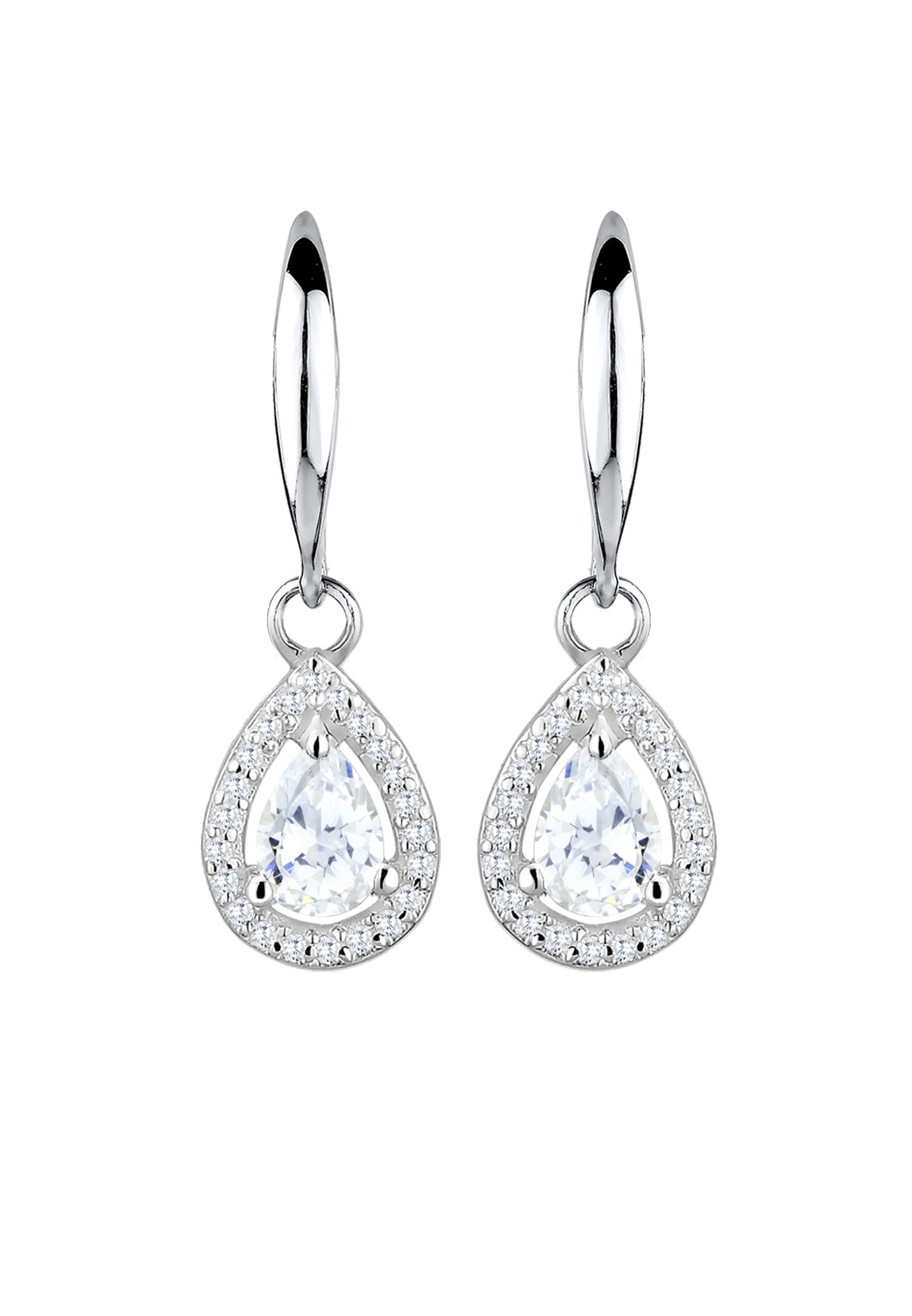 Anello da donna Elli PREMIUM con zirconi scintillanti a forma di goccia (925/1000) in argento