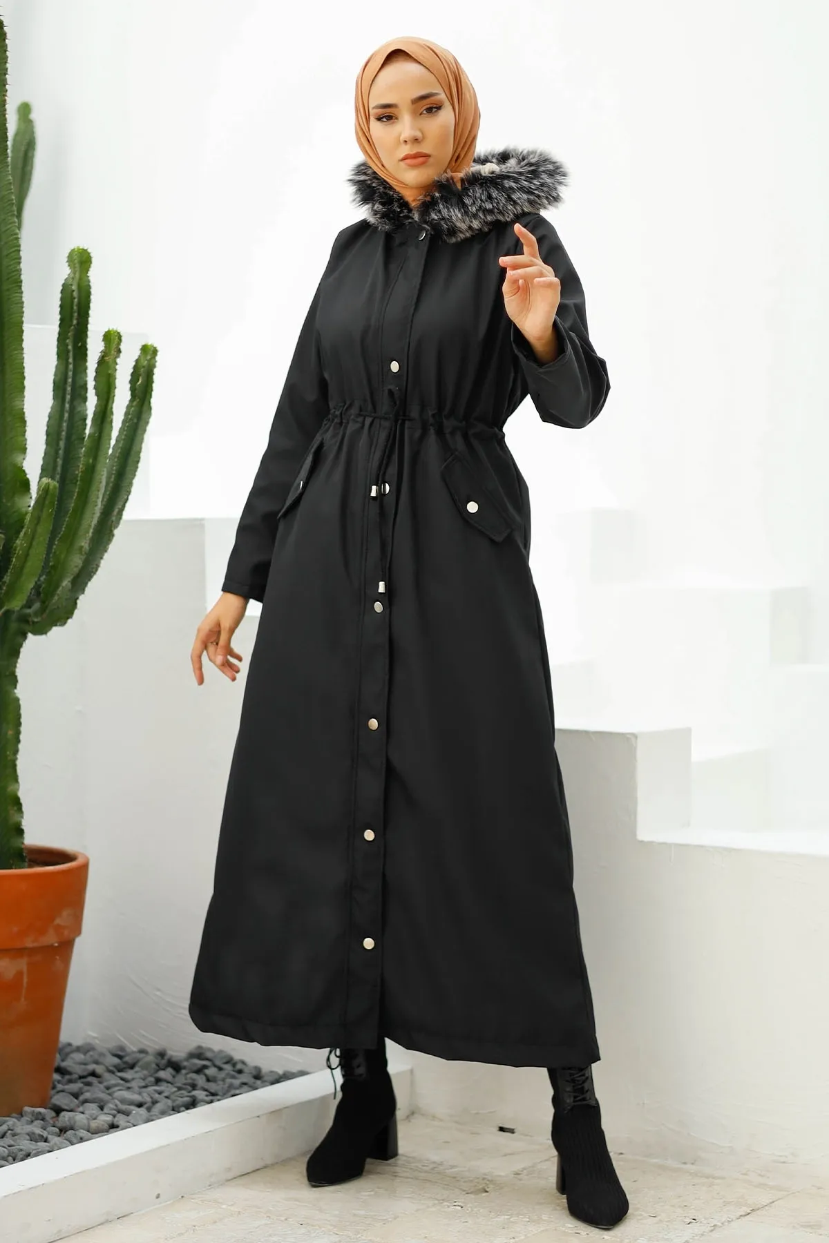 InStyle  Furry Inside Fleece Langmantel 2002 – Schwarz