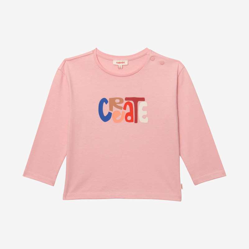 T-shirt bébé fille message rose en coton recyclé Catimini