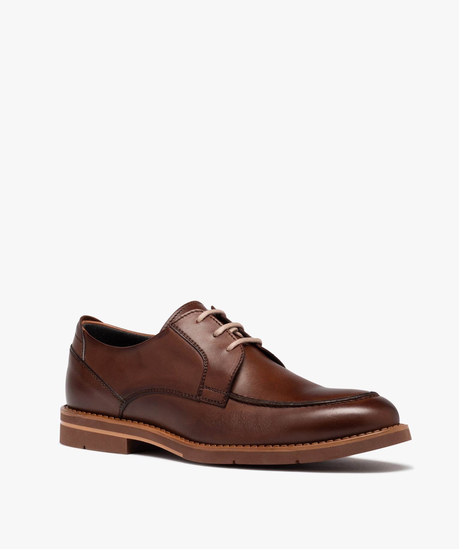 Derbies homme dessus cuir uni à semelle bicolore - Tanéo marron | GEMO