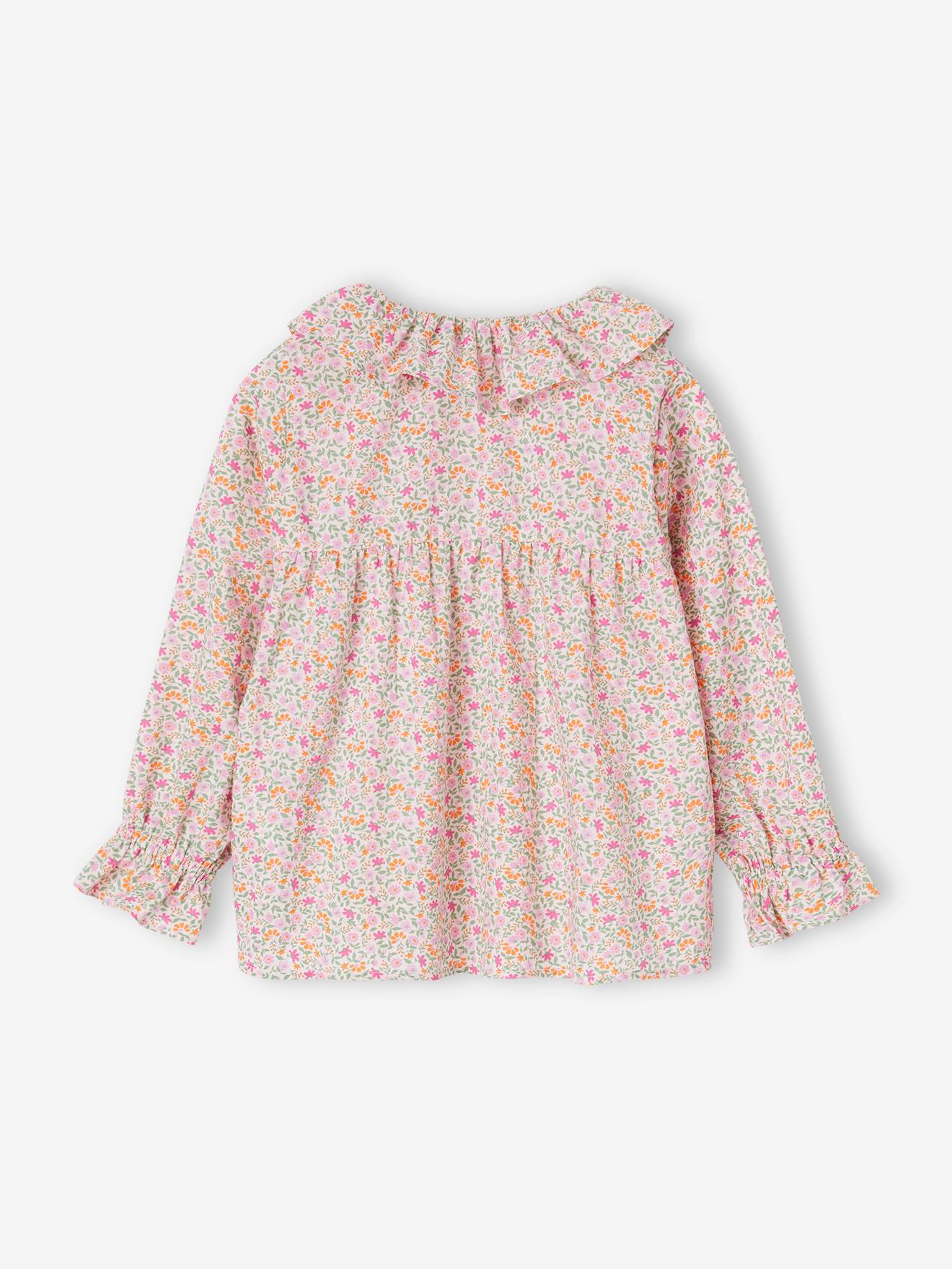 Vertbaudet Mädchen Bluse mit Blumen - pfirsich