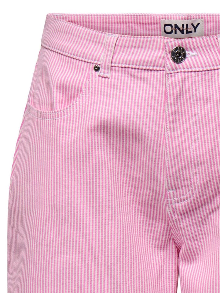 ONLY Gestreifte Bermuda Shorts mit Taschen in Pink günstig kaufen