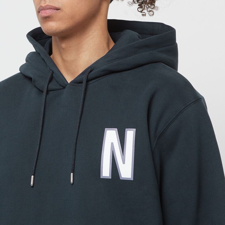 Norse Projects Arne Relaxed Organic Brushed Fleece Large N Hoodie dark navy