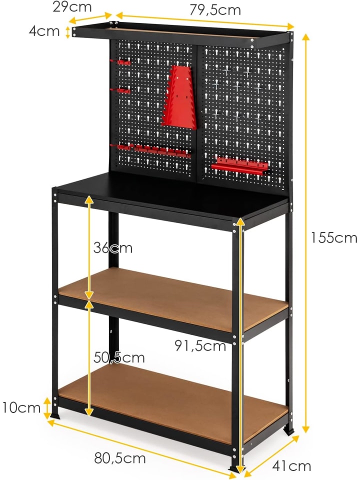 COSTWAY Werkbank 80,5 x 41 x 155 cm in Schwarz günstig kaufen onesize