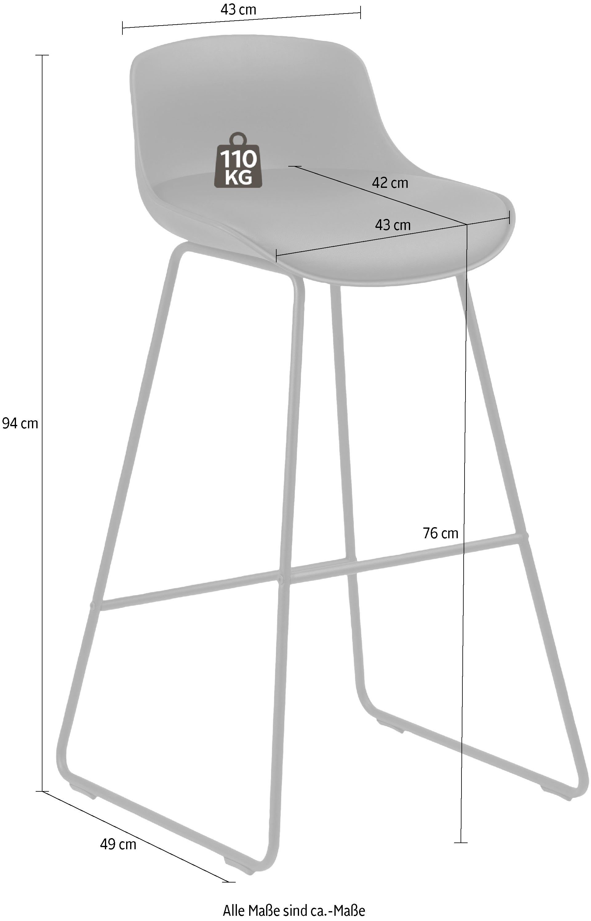 ACTONA GROUP Bistrostuhl Tina, 2er Set, Kunstleder Bezug, inklusive einer Fußstütze, Sitzhöhe 76 cm