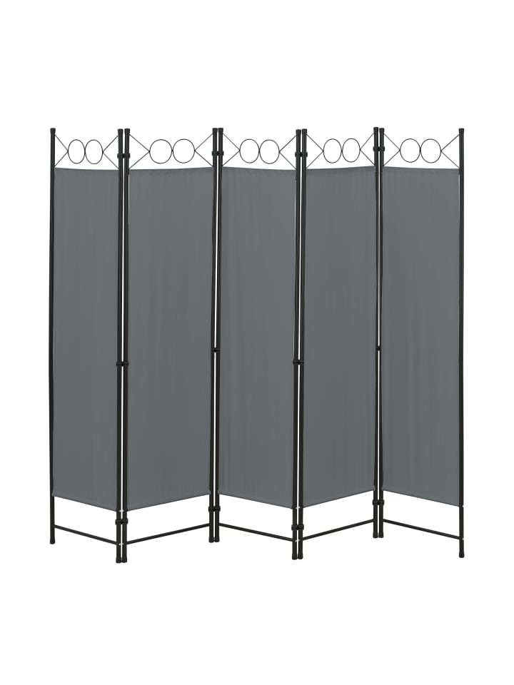 en.casa Raumteiler Saragossa 5-teilig in Grau (H)171cm (B)200cm günstig kaufen onesize