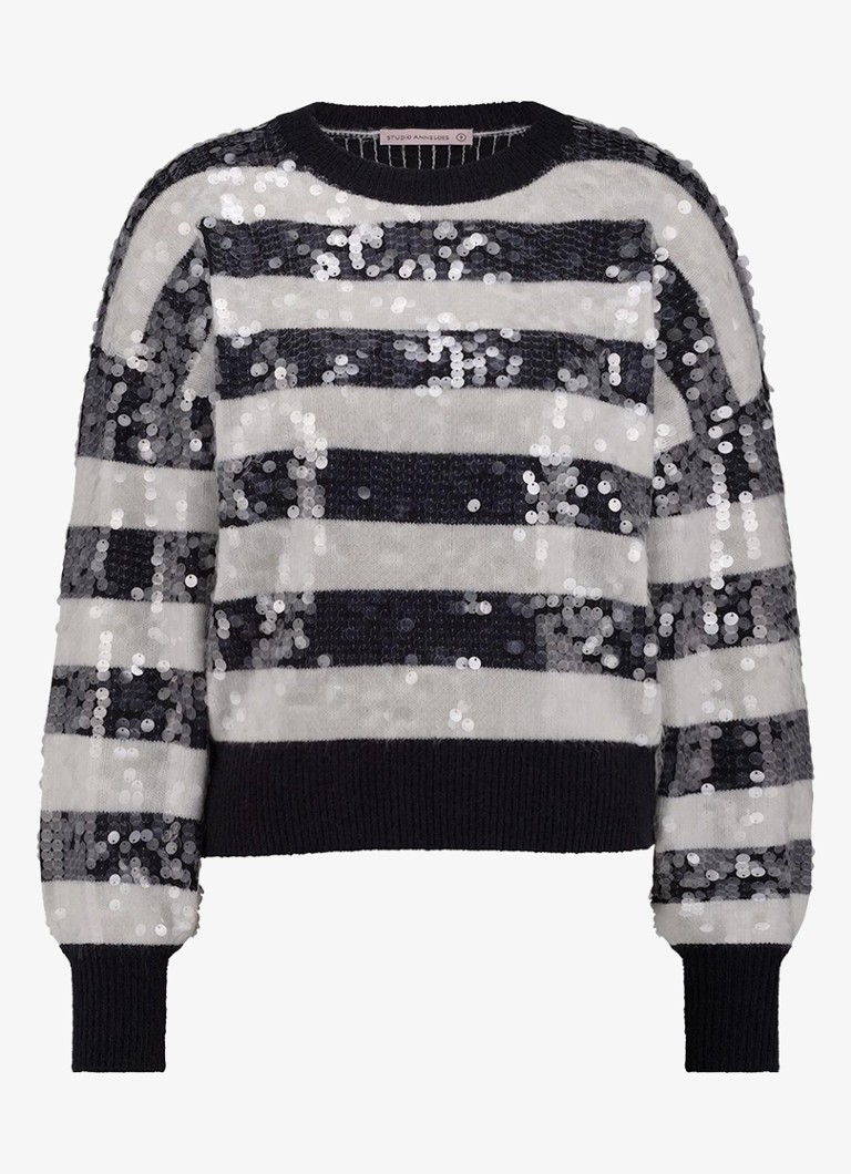 Blusa Lilly da Studio Anneloes com estampa listrada e lantejoulas.