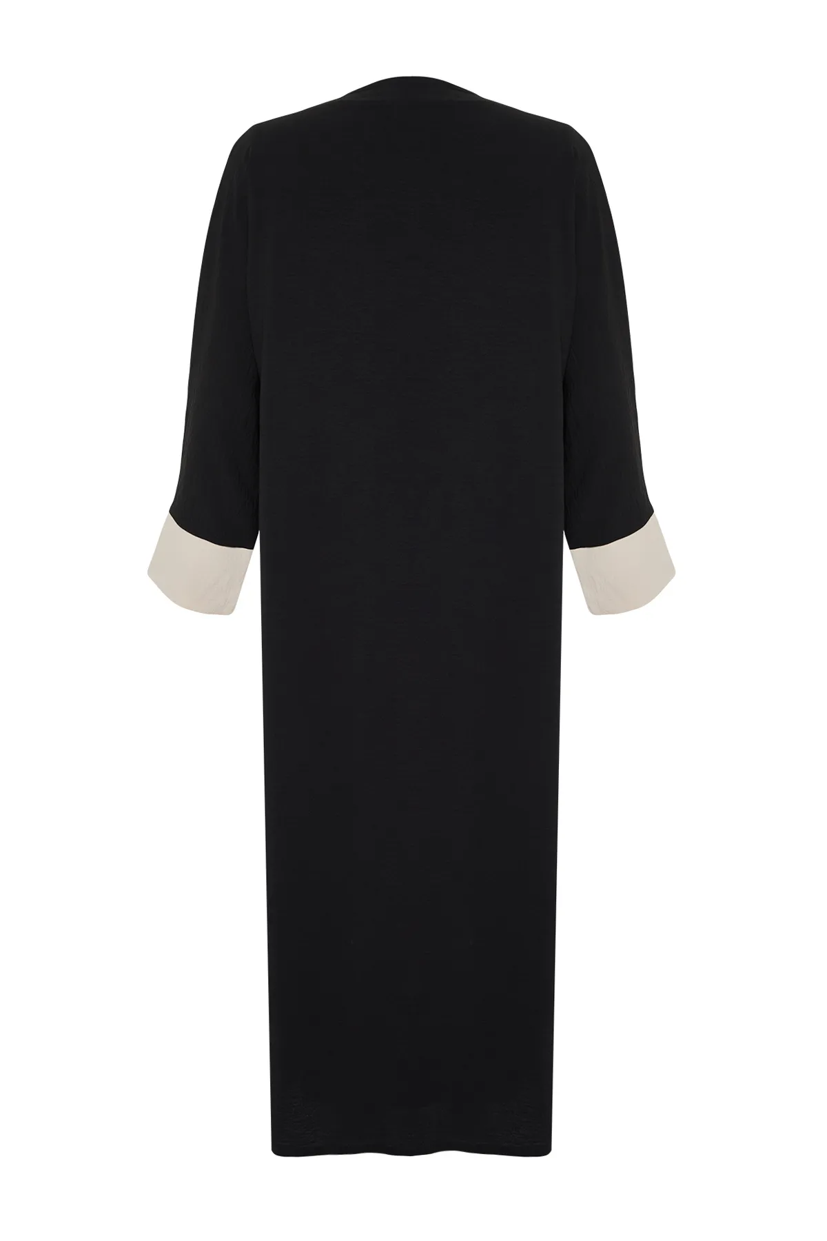 Trendyol Modest  Schwarzes, farbblockiertes Aerobin Ferace Abaya & Kleid, 2-teiliges gewebtes Set TCTSS24US00033