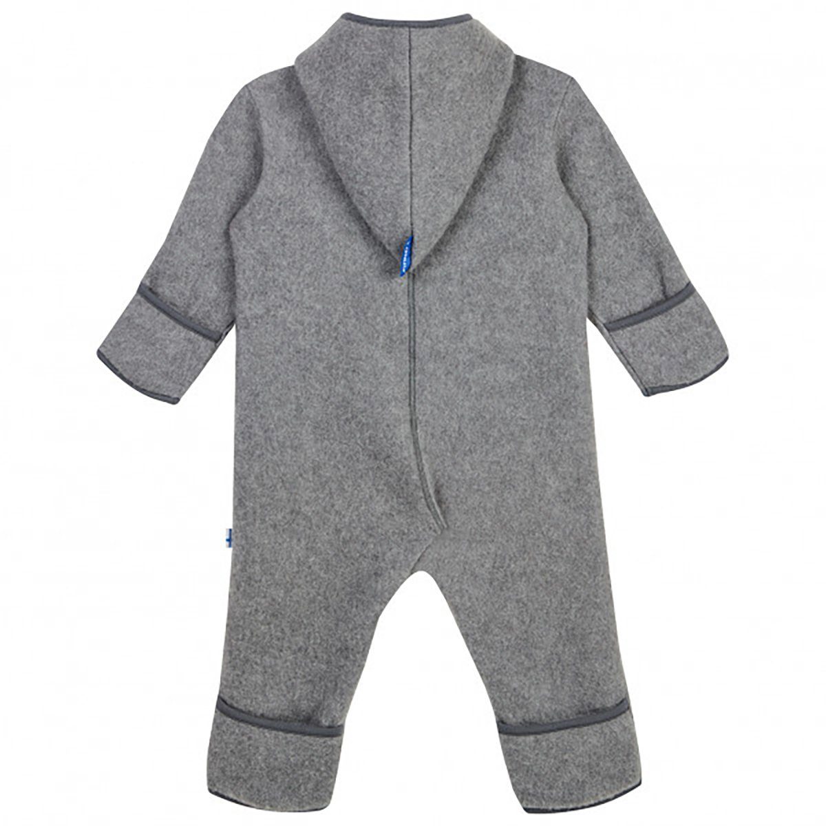 Finkid Overall Finkid Puku Wool Charcoal Wolloverall Babyanzug Babyoverall durchgehender Reißverschluss Zwergenkapuze