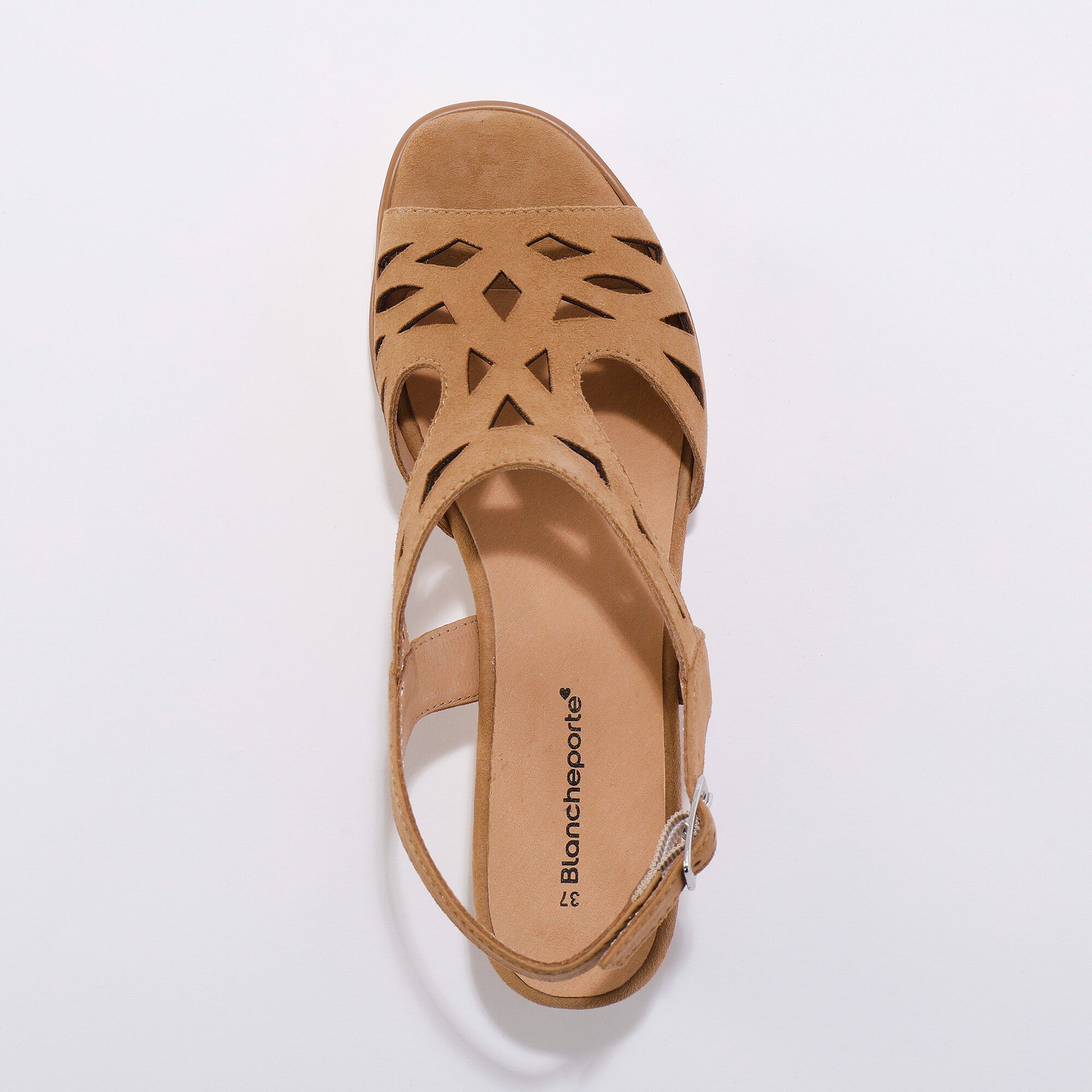 Sandales ajourées en croûte de cuir
