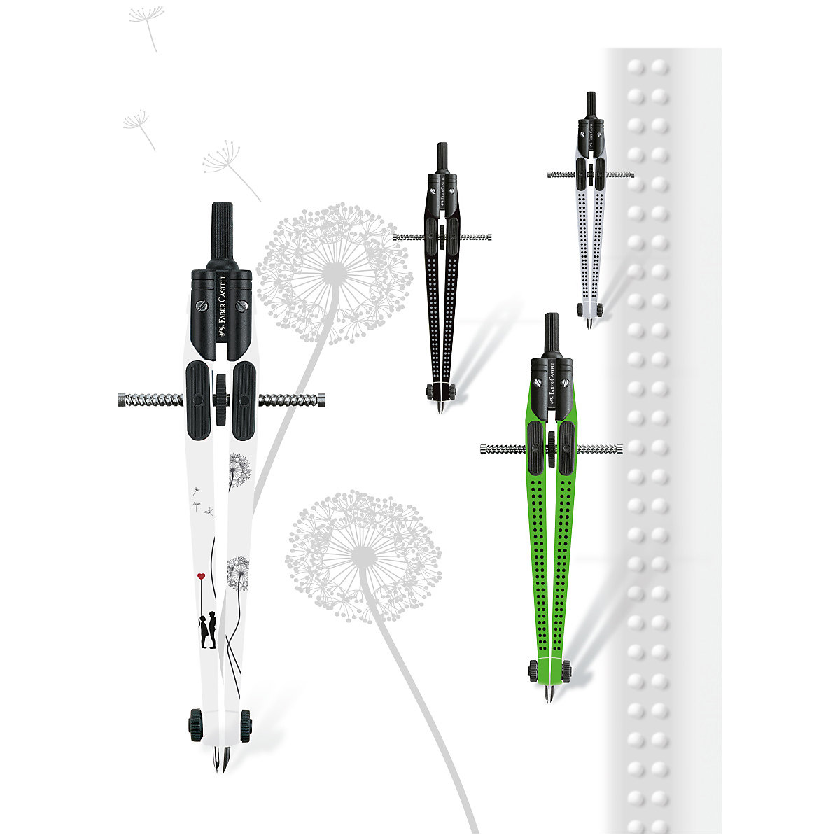 Schnellverstellzirkel GRIP, schwarz, inkl. Ersatzteilen & Minen