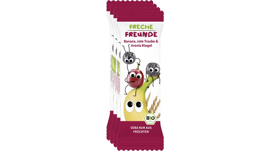 Freche Freunde Bio Getreideriegel Rote Traube, Aronia & Banane 4er-Pack 92 g