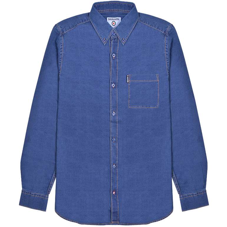 Lambretta Denim Herren Langarm Hemd RWIS1411