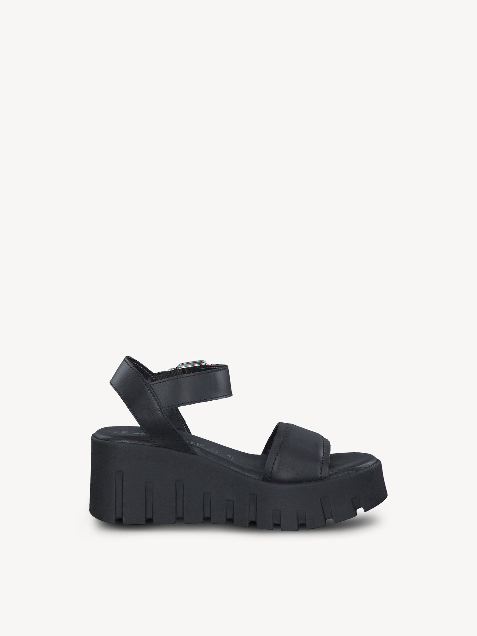 Sandale à talon en cuir - noir