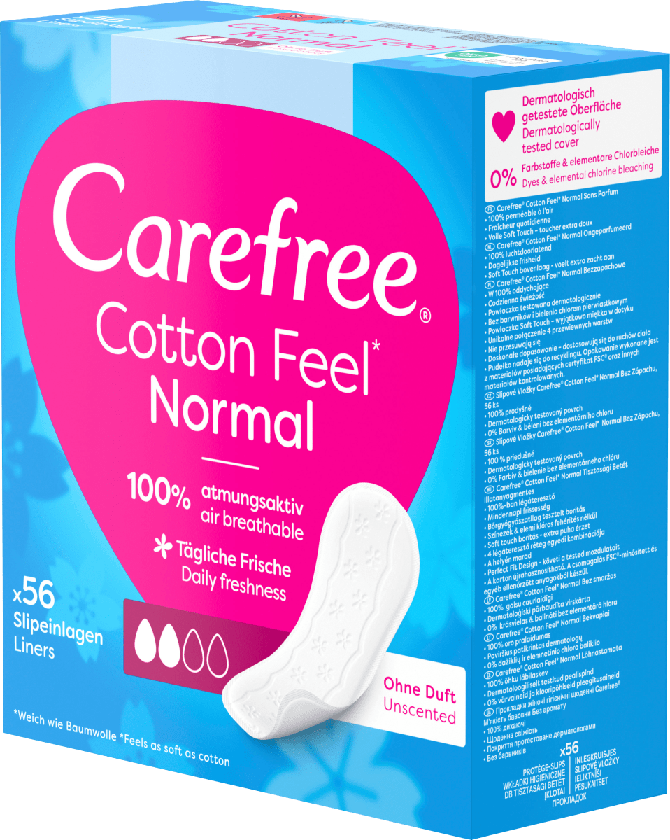 Slipeinlagen Cotton Feel Normal ohne Duft, 56 St