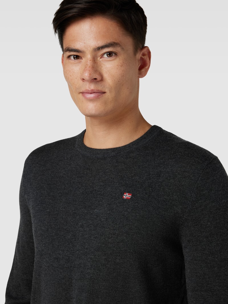 Longsleeve mit Label-Stitching Modell 'DAMAVAND' in anthrazit