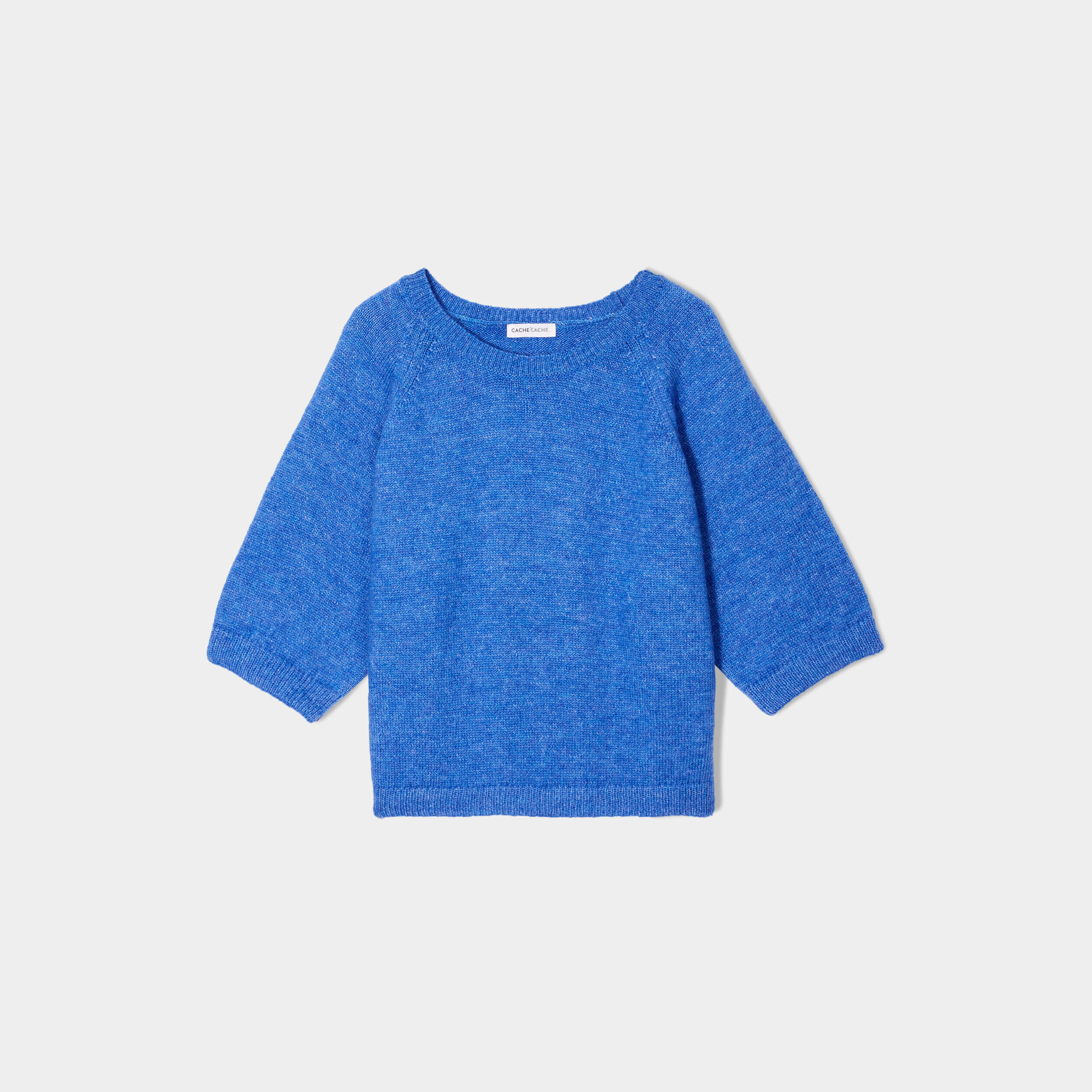 Pull manches courtes bleu electrique femme | Cache Cache