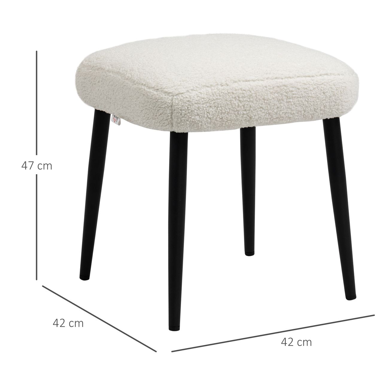 HOMCOM Fußhocker Sitzhocker Quadratischer Schminkhocker mit Kaschmir-Optik