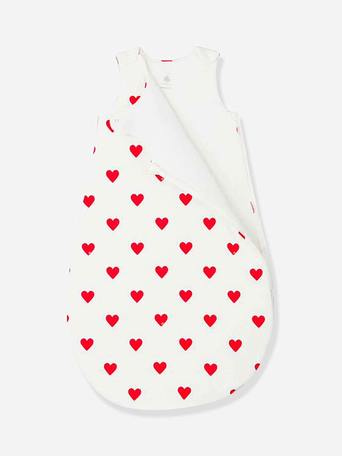 Petit Bateau Ärmelloser Baby Schlafsack mit Herzen PETIT BATEAU Oeko Tex - weiß bedruckt herzen