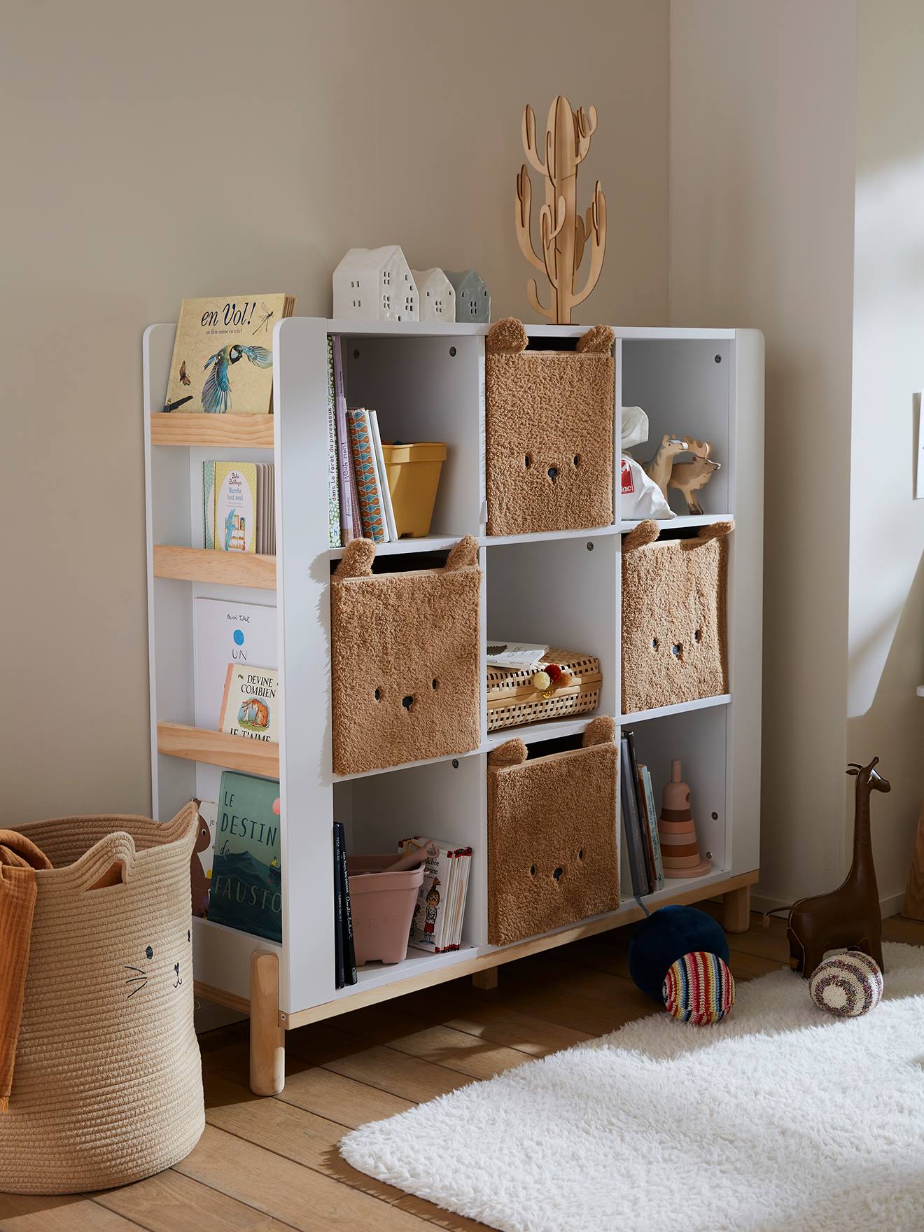Vertbaudet Kinderzimmer Regal, 9 Fächer - weiß/natur