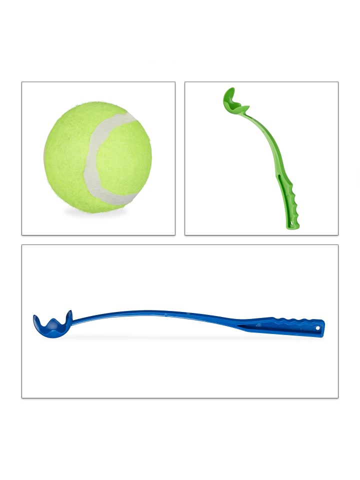 relaxdays 2x Ballschleuder in Blau/Grün günstig kaufen onesize