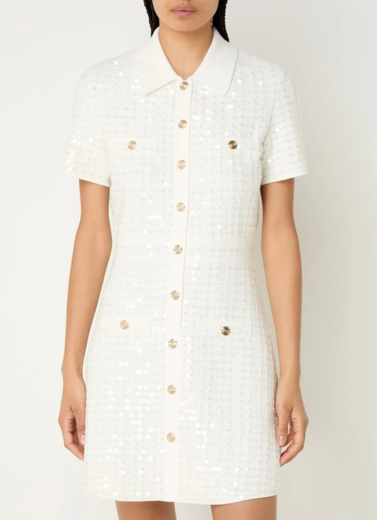 Maje Mini blouse dress with sequins and lurex