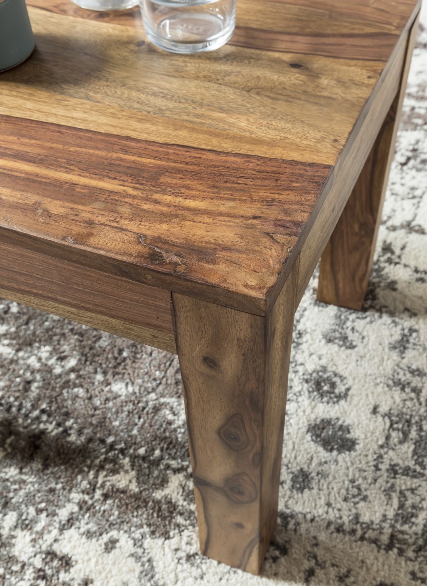 Wohnling Sheesham Couchtisch Massiv 45 x 45 cm Massivholz
